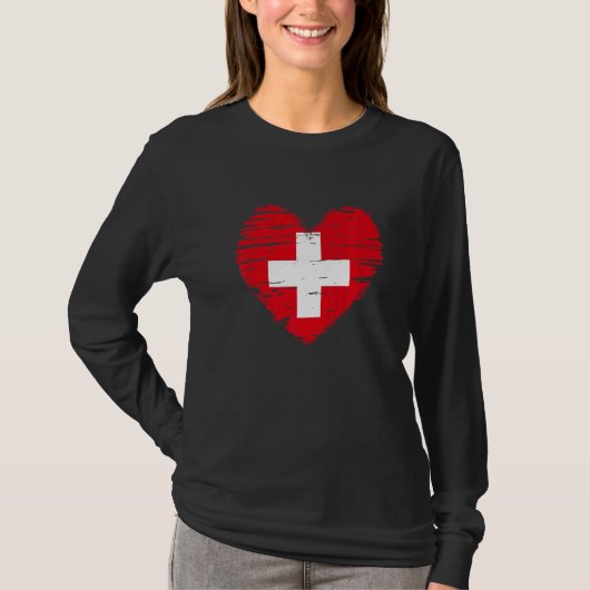 スイスハートスイス国旗スイスプライド Tシャツ (正面)