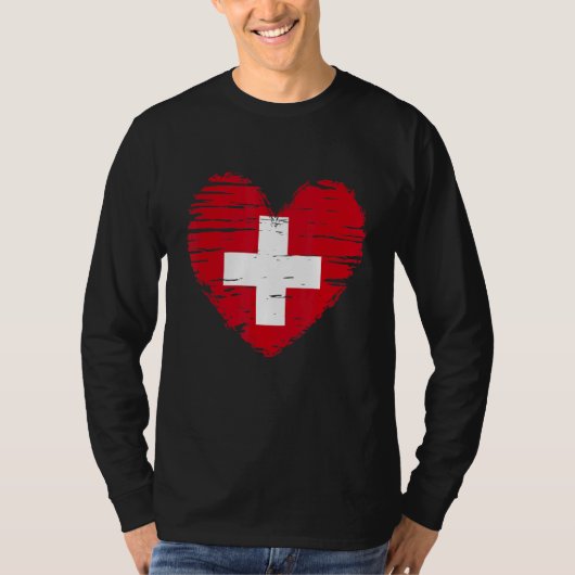 スイスハートスイス国旗スイスプライド Tシャツ (正面)