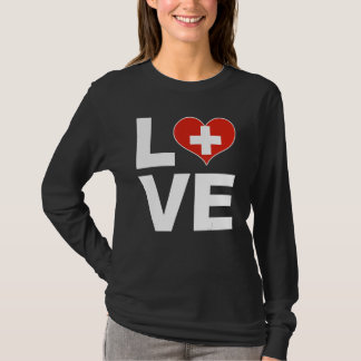 スイスハート国旗スイス大好き Tシャツ
