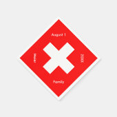 スイスパーソナライズされた国旗のカスタムスイス スタンダードカクテルナプキン (角)