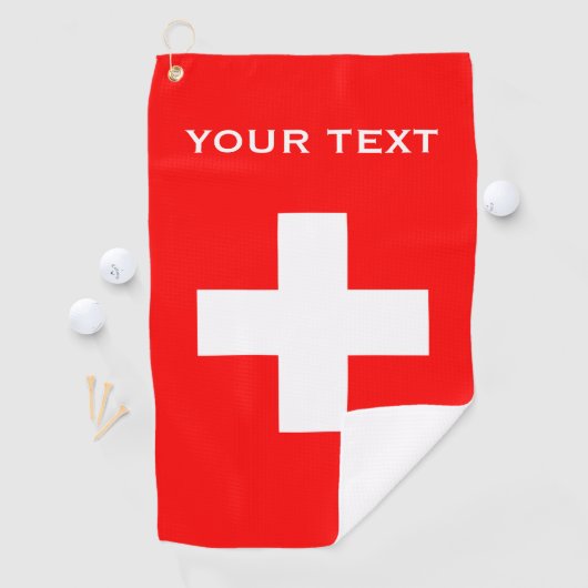スイスパーソナライズされた国旗Schweizスイス・ヨーロッパ ゴルフタオル (インサイチュ)