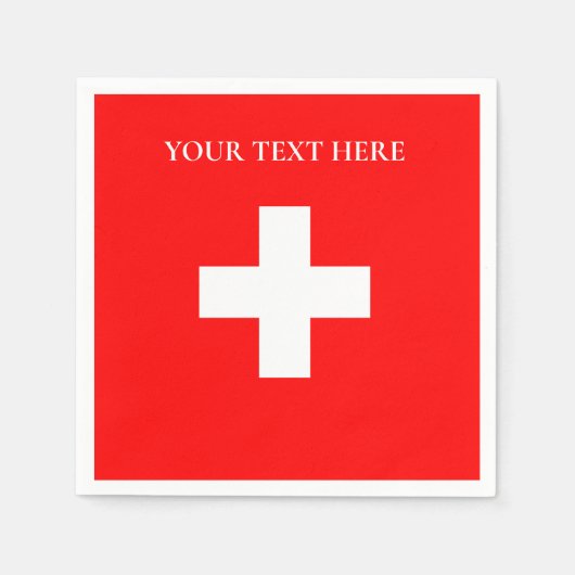 スイスパーソナライズされた国旗Schweizスイス・ヨーロッパ スタンダードカクテルナプキン (正面)