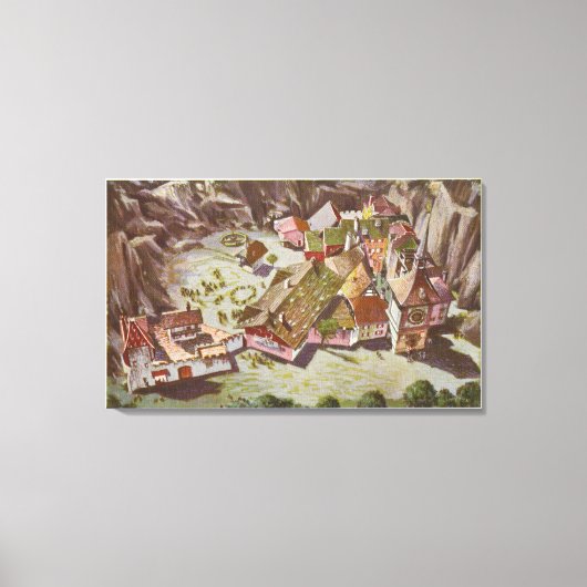 スイスビレッジの空中表示 キャンバスプリント (正面)