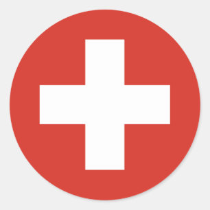 スイスフラグ赤十字 ラウンドシール