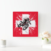 スイスマウンテンバイクダウンヒル – スイス スクエア壁時計 (ホーム)