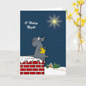 スイスマメリース、かわいいクリスマスマウスとチーズ カード (黄色い花)