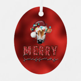 スイスマメリース。スイスおもしろいのクリスマス牛 メタルオーナメント