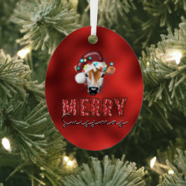 スイスマメリース。スイスおもしろいのクリスマス牛 メタルオーナメント