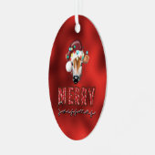 スイスマメリース。スイスおもしろいのクリスマス牛 メタルオーナメント (正面左)