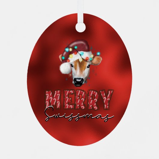 スイスマメリース。スイスおもしろいのクリスマス牛 メタルオーナメント (裏面)