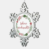 スイスメリークリスマスリースシェニウィーナッテ スノーフレークピューターオーナメント (右)