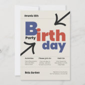 スイスモダンスタイル誕生日招待状 招待状 (正面)