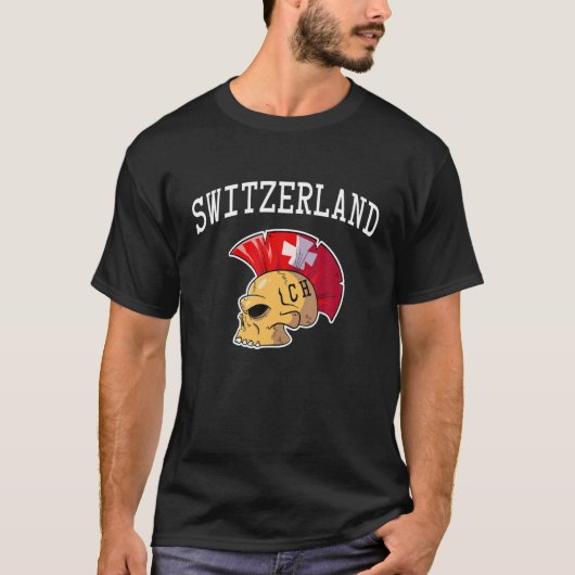 スイスモホークスカルデザインスポーツサポーター蘇 Tシャツ (正面)