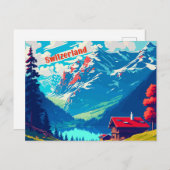スイスレトロアルパインシャレートラベル ポストカード (正面/裏面)