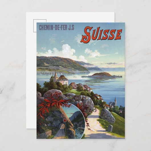 スイスヴィンテージスイス観光旅行ポスター ポストカード (正面/裏面)