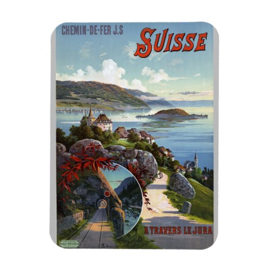 スイスヴィンテージスイス観光旅行ポスター マグネット (縦)