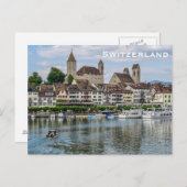 スイスヴィンテージ旅行観光客追加はがき ポストカード (正面/裏面)