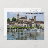 スイスヴィンテージ旅行観光客追加はがき ポストカード (正面/裏面)