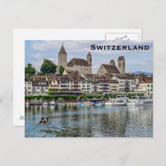 スイスヴィンテージ旅行観光客追加はがき ポストカード (正面/裏面)