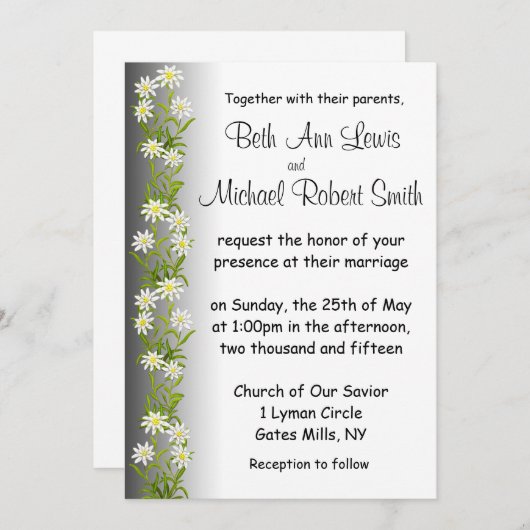 スイス人によってEdelweissは結婚式招待状が開花します 招待状 (正面/裏面)