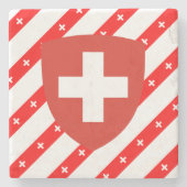 スイス人のストライプな旗 ストーンコースター (正面)