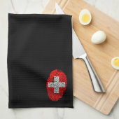 スイス人のtouchの指紋の旗 キッチンタオル (四つ折り)