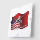 スイス人アメリカの振る旗 スクエア壁時計 (傾斜)