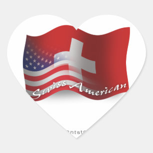 スイス人アメリカの振る旗 ハートシール