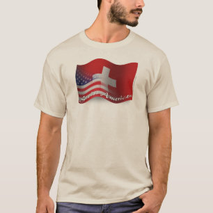 スイス人アメリカの振る旗 Tシャツ
