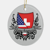 スイス人アメリカの盾の旗 セラミックオーナメント (左)