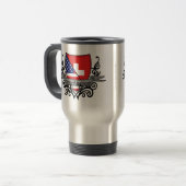 スイス人アメリカの盾の旗 トラベルマグ (正面左)