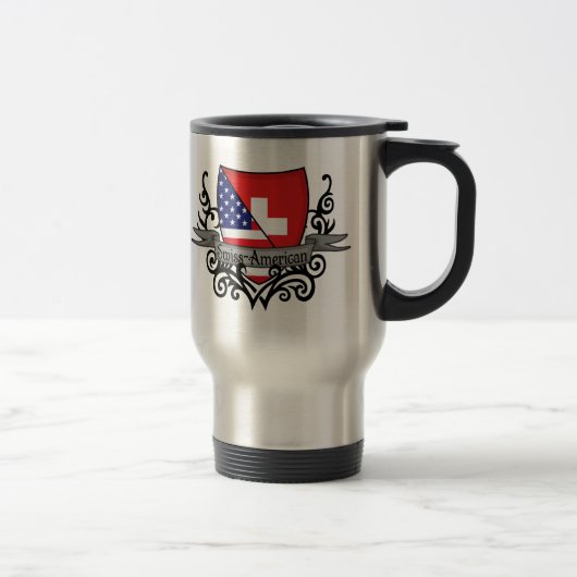 スイス人アメリカの盾の旗 トラベルマグ (右)