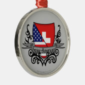 スイス人アメリカの盾の旗 メタルオーナメント (右)