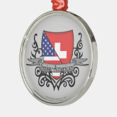 スイス人アメリカの盾の旗 メタルオーナメント (左)