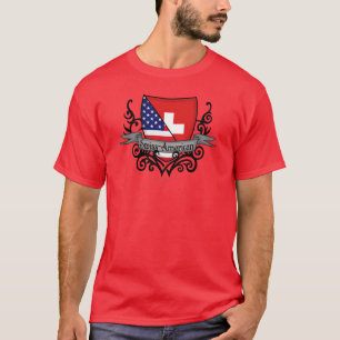 スイス人アメリカの盾の旗 Tシャツ