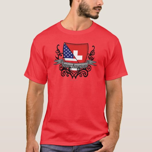 スイス人アメリカの盾の旗 Tシャツ (正面)