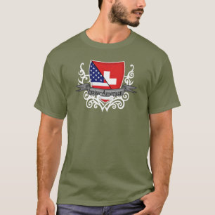 スイス人アメリカの盾の旗 Tシャツ