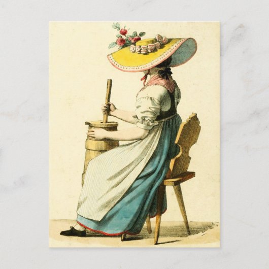 スイス伝統的のアンテルワルデンの衣装 ポストカード (正面)