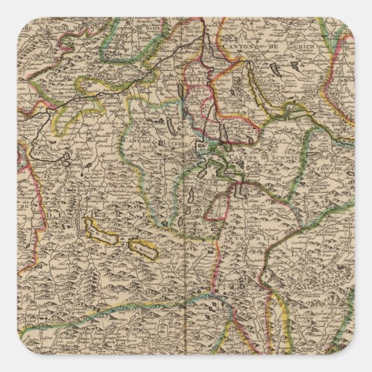 スイス刻印された地図 スクエアシール (正面)