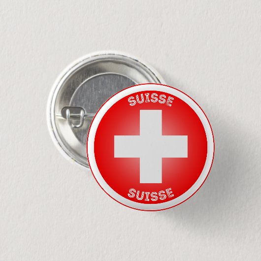 スイス十字 瑞西 サークル型 缶バッジ (正面&裏面)