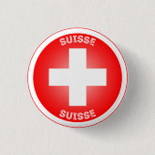 スイス十字 瑞西 サークル型 缶バッジ (正面)