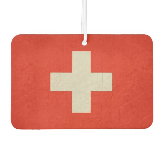 スイス国グランジ旗 カーエアーフレッシュナー (正面)