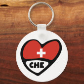 スイス国コード国旗のハートキーリング, CHE キーホルダー (正面)