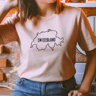 スイス国地図スイス縁ど輪郭ランド Tシャツ