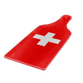 スイス国旗が付いたガラス製のカッティングボードパドル カッティングボード (角)