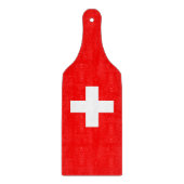 スイス国旗が付いたガラス製のカッティングボードパドル カッティングボード (正面)