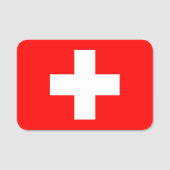 スイス国旗が付いた愛国的な名前タグ 名札 (正面)