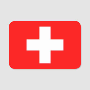 スイス国旗が付いた愛国的な名前タグ 名札