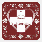 スイス国旗とエーデルワイス スクエアシール (正面)