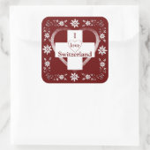 スイス国旗とエーデルワイス スクエアシール (バッグ)